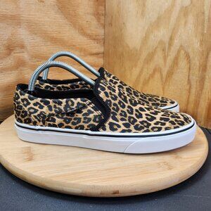 Vans Asher Womens Leopard Cheetah Animal Print Slip On Sneakers